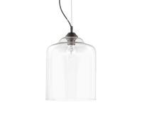 Netlighting Bistro 1 Light Dome Ceiling Pendant Black Clear Blown Glass Square E27 Netlighting Black