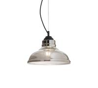 Netlighting Bistro 1 Light Dome Ceiling Pendant Black Smokey Grey Glass Plate E27 Netlighting Grey