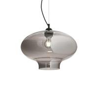 Netlighting Bistro 1 Light Dome Ceiling Pendant Black Smokey Grey Glass Round E27 Netlighting Grey