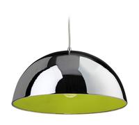 Netlighting Bistro 1 Light Dome Ceiling Pendant Chrome Green Inside E27 Netlighting Green