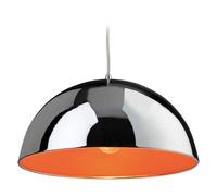 Netlighting Bistro 1 Light Dome Ceiling Pendant Chrome Orange Inside E27 Netlighting Orange