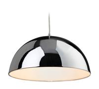Netlighting Bistro 1 Light Dome Ceiling Pendant Chrome White Inside E27 in Grey Netlighting Grey
