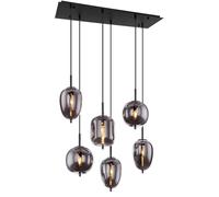 Netlighting Blacky Cluster Pendant Ceiling Light Black Smoke Glass Shade 6x E14 Netlighting Black