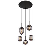 Netlighting Blacky Cluster Pendant Matt Black Smoke Glass Shade 5x E14 Netlighting Black