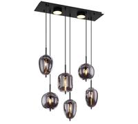 Netlighting Blacky Cluster Pendant Matt Black Smoke Glass Shade 6x E14 Netlighting Black
