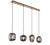 Netlighting Blacky I Bar Pendant Ceiling Light BrassColoured Glass Shade 4x E14 in Gold Netlighting Gold
