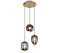 Netlighting Blacky I Cluster Pendant Brass Coloured Glass Shade 3x E14 in Yellow Netlighting Yellow