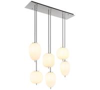 Netlighting Blacky I Cluster Pendant Nickel Matt Opal Glass Shade 6x E14 in Grey Netlighting Grey