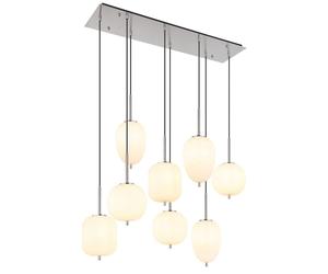 Netlighting Blacky I Cluster Pendant Nickel Matt Opal Glass Shade 8x E14 in Grey Netlighting Grey