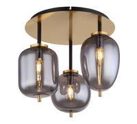 Netlighting Blacky I Globe Ceiling Light Brass Coloured Smoke Glass Shade 3x E14 Netlighting Multicolor