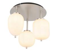 Netlighting Blacky I Globe Ceiling Light Nickel Matt Opal Glass Shade 3x E14 in Grey Netlighting Grey