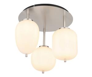 Netlighting Blacky I Globe Ceiling Light Nickel Matt Opal Glass Shade 3x E14 in Grey Netlighting Grey