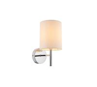 Netlighting Brio 1 Light Indoor Wall Light Chrome Off-White Faux Silk E14 in Grey Netlighting Grey