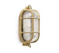 Netlighting Cabo 1 Light Outdoor Bulkhead Wall Light Brass IP65 E27 in Yellow Netlighting Yellow