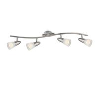 Netlighting Caleb Ceiling Spotlight Bar Chrome Opal Glass Shade 4x E14 3000K in Grey Netlighting Grey