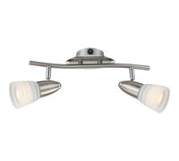 Netlighting Caleb Twin Ceiling Spotlight Chrome Opal Glass Shade 2x E14 3000K in Grey Netlighting Grey