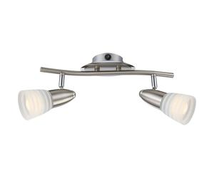 Netlighting Caleb Twin Ceiling Spotlight Chrome Opal Glass Shade 2x E14 3000K in Grey Netlighting Grey