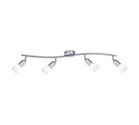 Netlighting Cathy Ceiling Spotlight Bar Nickel Matt White Glass Shade 4x E14 in Grey Netlighting Grey