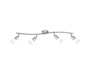 Netlighting Cathy Ceiling Spotlight Bar Nickel Matt White Glass Shade 4x E14 in Grey Netlighting Grey
