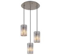Netlighting Cayden Cluster Pendant Nickel Matt Glass Shade 3x E27 in Grey Netlighting Grey