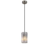 Netlighting Cayden Slim Pendant Ceiling Light Nickel Matt Clear Glass Shade 1x E27 in Grey Netlighting Grey