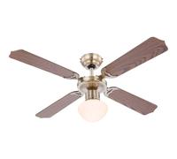 Netlighting Champion 4 Blade Ceiling Fan Old Brass Opal Glass Shade 1x E27 in Bronze Netlighting Bronze