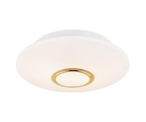 Netlighting Chicago Flush Ceiling 2 Light Opal Matt Brass Elements in White Netlighting White