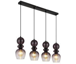 Netlighting Clarity Bar Pendant Ceiling Light Matt Black Smoke Glass Shade 4x E27 Netlighting Black