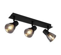 Netlighting Claude Ceiling Spotlight Bar Matt Black Smoke Glass Shade 3x E14 Netlighting Black