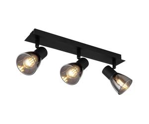 Netlighting Claude Ceiling Spotlight Bar Matt Black Smoke Glass Shade 3x E14 Netlighting Black