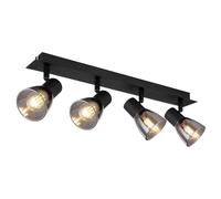 Netlighting Claude Ceiling Spotlight Bar Matt Black Smoke Glass Shade 4x E14 Netlighting Black