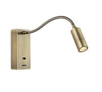 Netlighting Clifton LED Flexi Wall Reading Light & USB Antique Brass in Gold Netlighting Gold