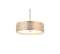 Netlighting Cordero Single Pendant Ceiling Lamp Gold Effect Plate White Fabric Frosted Glass in Clear Netlighting Clear