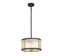 Netlighting Corona Cylindrical 2 Light Pendant Museum Bronze Frosted Glass in Brown Netlighting Brown