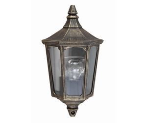 Netlighting Cricklade 1 Light Outdoor Wall Half Lantern Light Black Gold IP44 E27 Netlighting Black