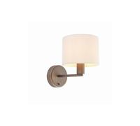 Netlighting Daley Wall Lamp Antique Bronze Plate Marble Fabric Round Shade With Usb Socket in Brown Netlighting Brown