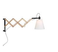 Netlighting Dion Dome Wall Light Black Matt Wood Blank Metal Shade Solid Fabric in Brown Netlighting Brown