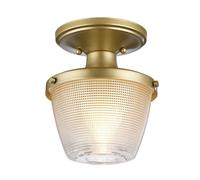 Netlighting Dublin 1 Light SemiFlush Mount Painted Natural Brass IP44 E27 in Yellow Netlighting Yellow