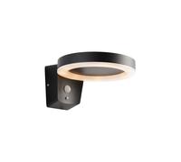 Netlighting Ebro Modern Solar Powered Round Ring LED Wall Lamp Textured Black PIR Motion & Day Night Sensors Warm White IP44 Netlighting Black