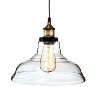 Netlighting Empire 1 Light Dome Ceiling Pendant Antique Brass Clear Glass E27 Netlighting Clear