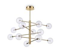 Netlighting Equinoxe 12 Light Multi Arm Ceiling Pendant Light Antique Brass in Yellow Netlighting Yellow