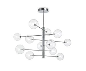 Netlighting Equinoxe 12 Light Multi Arm Ceiling Pendant Light Chrome in Grey Netlighting Grey