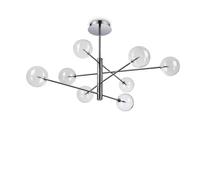Netlighting EQUINOXE 8 Light Multi Arm Semi Flush Ceiling Lamp Chrome in Grey Netlighting Grey