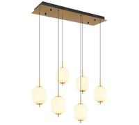Netlighting Ewald Cluster Pendant Brass Coloured Opal Glass Shade 6x LED 3000K in Yellow Netlighting Yellow