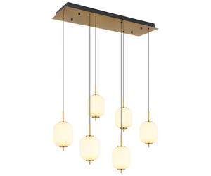 Netlighting Ewald Cluster Pendant Brass Coloured Opal Glass Shade 6x LED 3000K in Yellow Netlighting Yellow