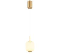 Netlighting Ewald Globe Pendant Brass Coloured Opal Glass Shade LED 3000K in Yellow Netlighting Yellow