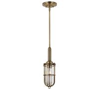Netlighting Feiss Urban Restoration 1 Light Pendant Dark Antique Brass IP44 in Yellow Netlighting Yellow