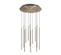 Ideal Lux Filo 12 LED Light Cluster Pendant in Satin Brass Finish