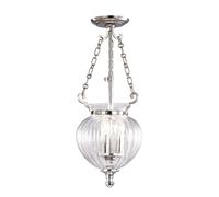 Netlighting Finsbury Park 3 Light Small Ceiling Lantern Pendant Polished Nickel E14 in Grey Netlighting Grey