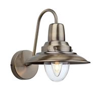 Netlighting Fisherman 1 Light Indoor Dome Wall Light Antique Brass Clear Glass E14 in Gold Netlighting Gold